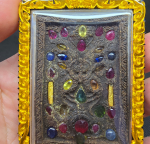 BlessingBuddha.Com King Butterfly Thep Fadhyn Back Hermit with Gold Takrut 168 Silver plate, Phra Kruba Krissana